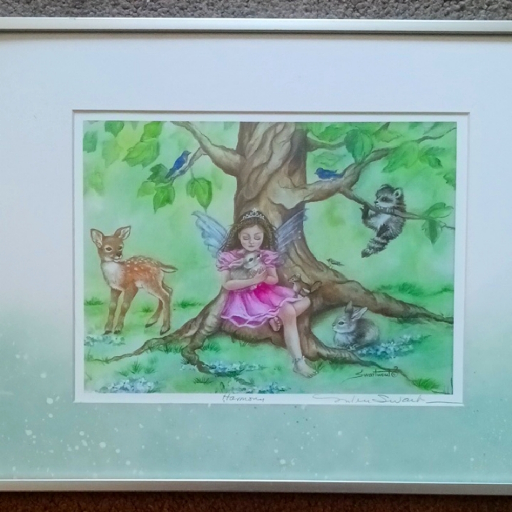 Framed Fairy and Forest Animals Art Print
